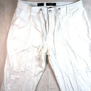 Nine West Jeans White Linen Blend Drawstring Casual Pants Plus Size 14W